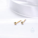 Extra Tiny 2mm CZ Stud Earrings in Sterling Silver, Silver or Gold, 2mm CZ Earrings, Blue, Green, Black, Turquoise, Clear