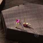 Bleeding Heart Stud Earrings in Sterling Silver with Pink or Red CZ, Silver or Gold, Beating Heart Earrings, Heart Earrings, Gothic and Punk