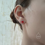 Bleeding Heart Stud Earrings in Sterling Silver with Pink or Red CZ, Silver or Gold, Beating Heart Earrings, Heart Earrings, Gothic and Punk