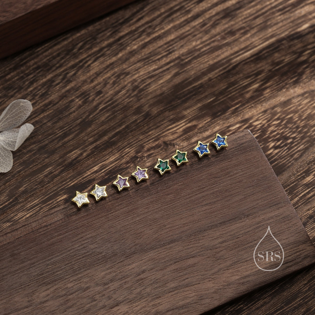 Very Small CZ Star Stud Earrings in Sterling Silver, Silver or Gold, Sparkly Crystal Star Earrings, Stacking Earrings