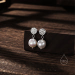 Sale! Genuine Freshwater Pearl and Textured Disks Drop Earrings in Sterling Silver, Silver or Gold, Delicate Keshi Pearl Earrings, Genuine Pearls