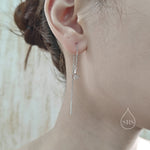 Delicate Ginkgo Leaf Threader Earrings in Sterling Silver, Silver or Gold or Rose Gold, Leaf Earrings, Ginkgo Long Threaders