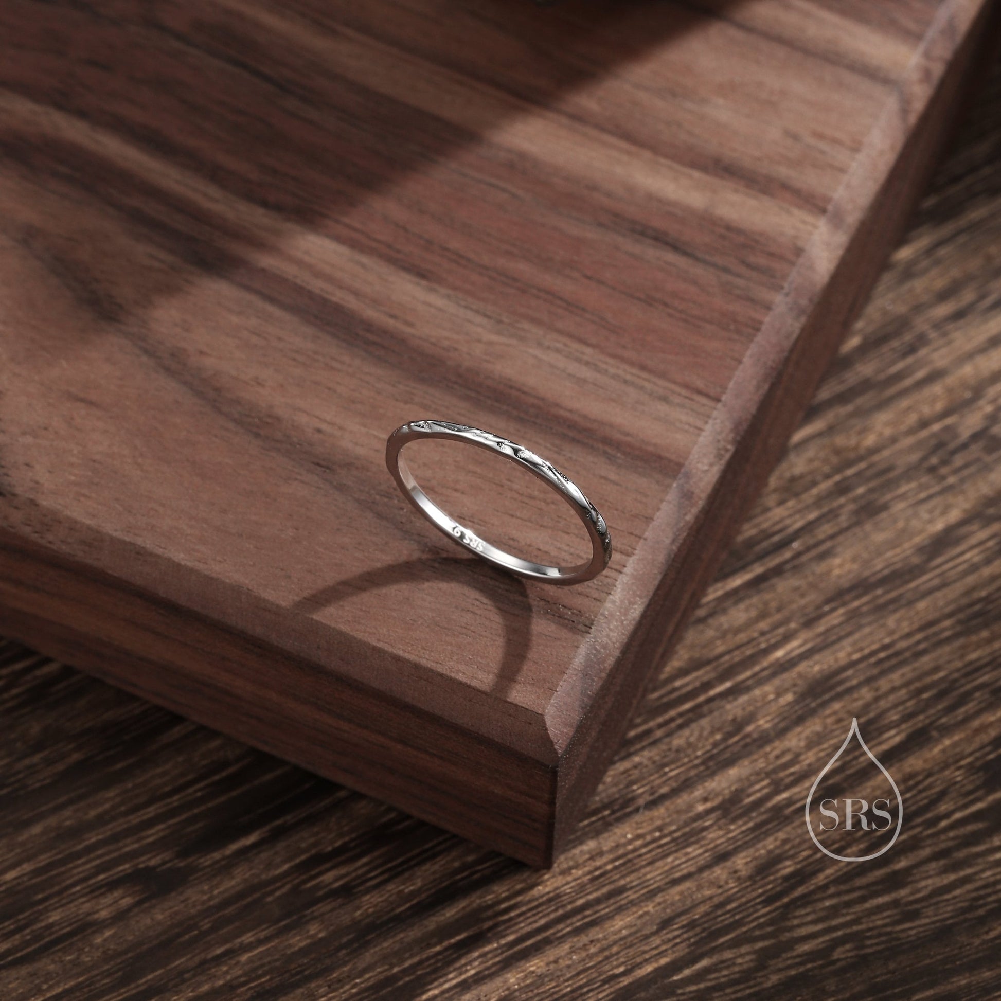 Extra Skinny Textured Ring in Sterling Silver, Size US 5- 8, Hammered Ring, Sterling Silver Hammered Ring, Skinny RIng, Silver Skinny Ring