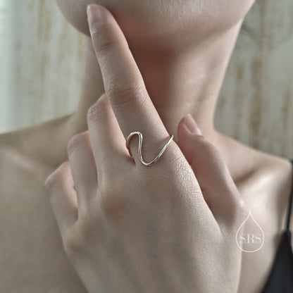 Skinny Wave Ring in Sterling Silver, Size US 5- 8, Ripple Ring, Sterling Silver V Ring, Silver Skinny Ring