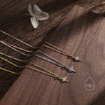 Tiny North Star Pendant Necklace in Sterling Silver with Blue Opal, Silver or Gold or Rose Gold, Starburst Necklace, Tiny Opal Star Necklace