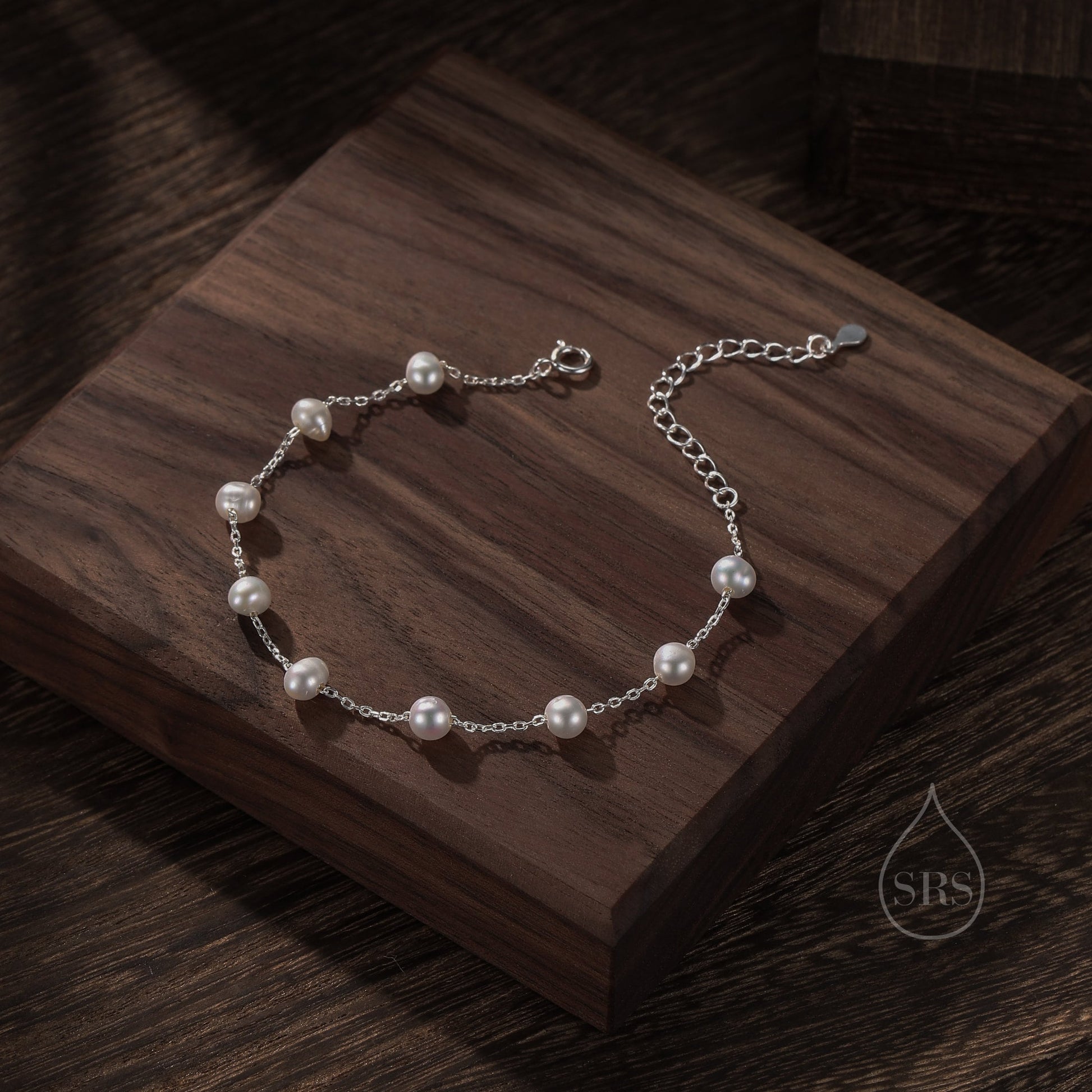 Sterling Silver Freshwater Pearl Bracelet, Silver or Gold, Genuine Fresh Water Pearls, Natural Pearl Bracelet