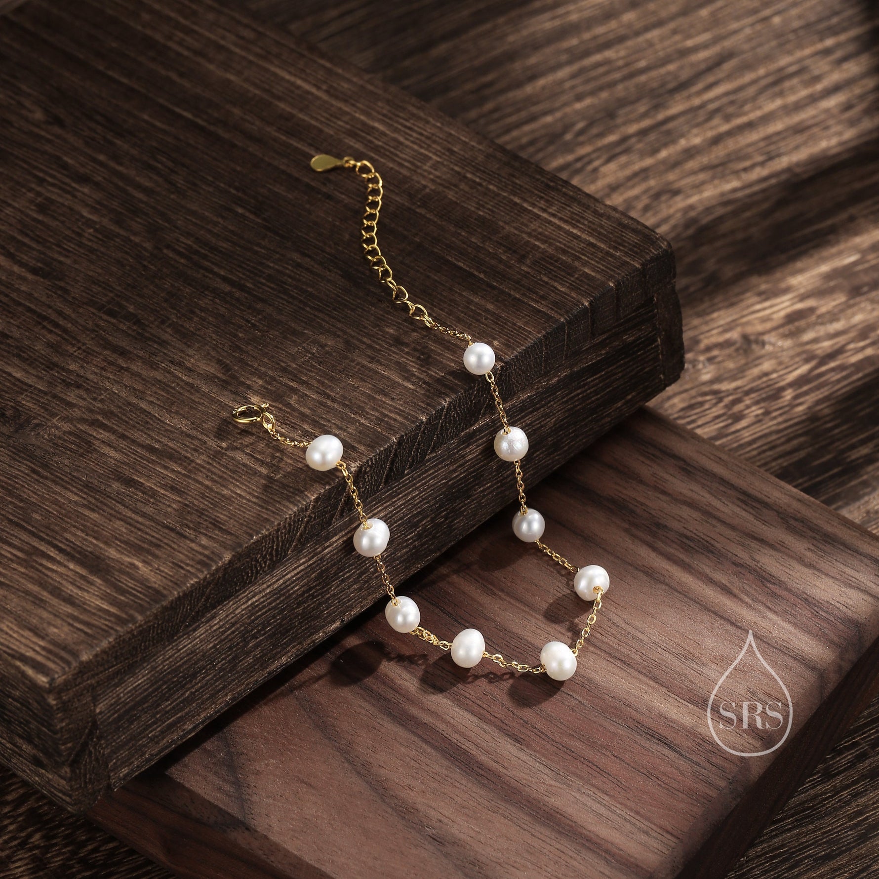Sterling Silver Freshwater Pearl Bracelet, Silver or Gold, Genuine Fresh Water Pearls, Natural Pearl Bracelet