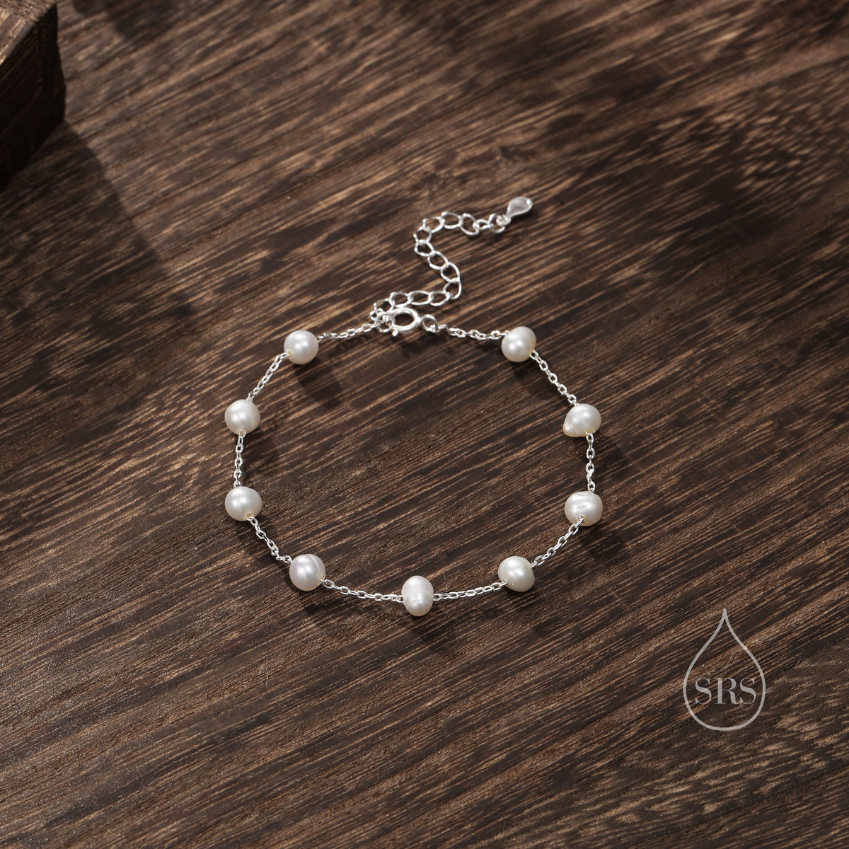 Sterling Silver Freshwater Pearl Bracelet, Silver or Gold, Genuine Fresh Water Pearls, Natural Pearl Bracelet