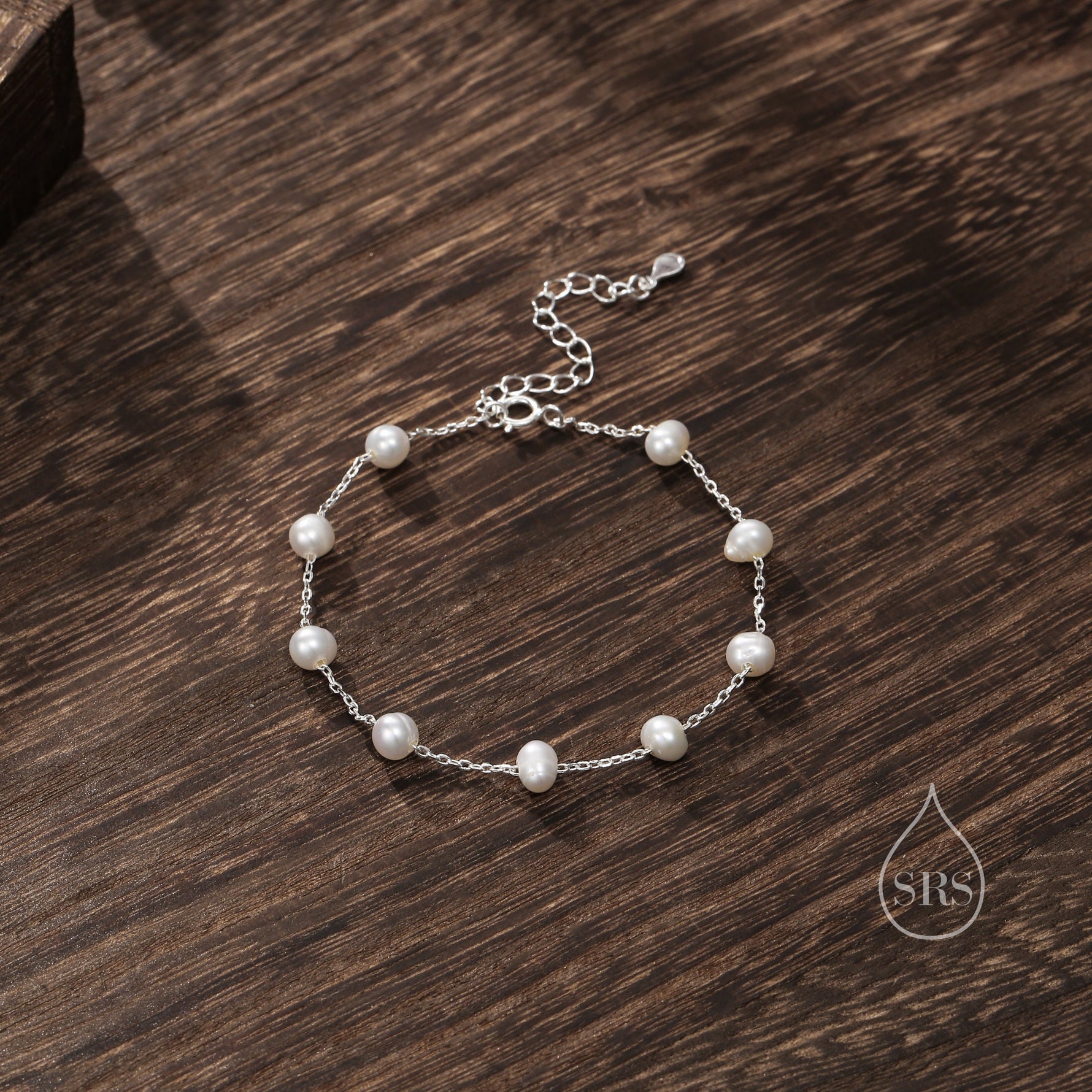 Sterling Silver Freshwater Pearl Bracelet, Silver or Gold, Genuine Fresh Water Pearls, Natural Pearl Bracelet