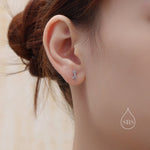 Sterling Silver Asymmetric Yoga Pose 18G Screw Back Stud Earrings