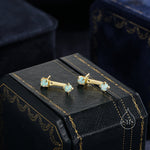 Aqua Green Opal Ear Jacket in Sterling Silver, Silver or Gold, Front and Back Earrings