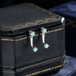 Aqua Green Opal Ear Jacket in Sterling Silver, Silver or Gold, Front and Back Earrings