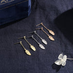 Delicate Feather Drop Stud Earrings in Sterling Silver, Silver or Gold or Rose Gold, Feather Dangle Earrings, Feather Threaders