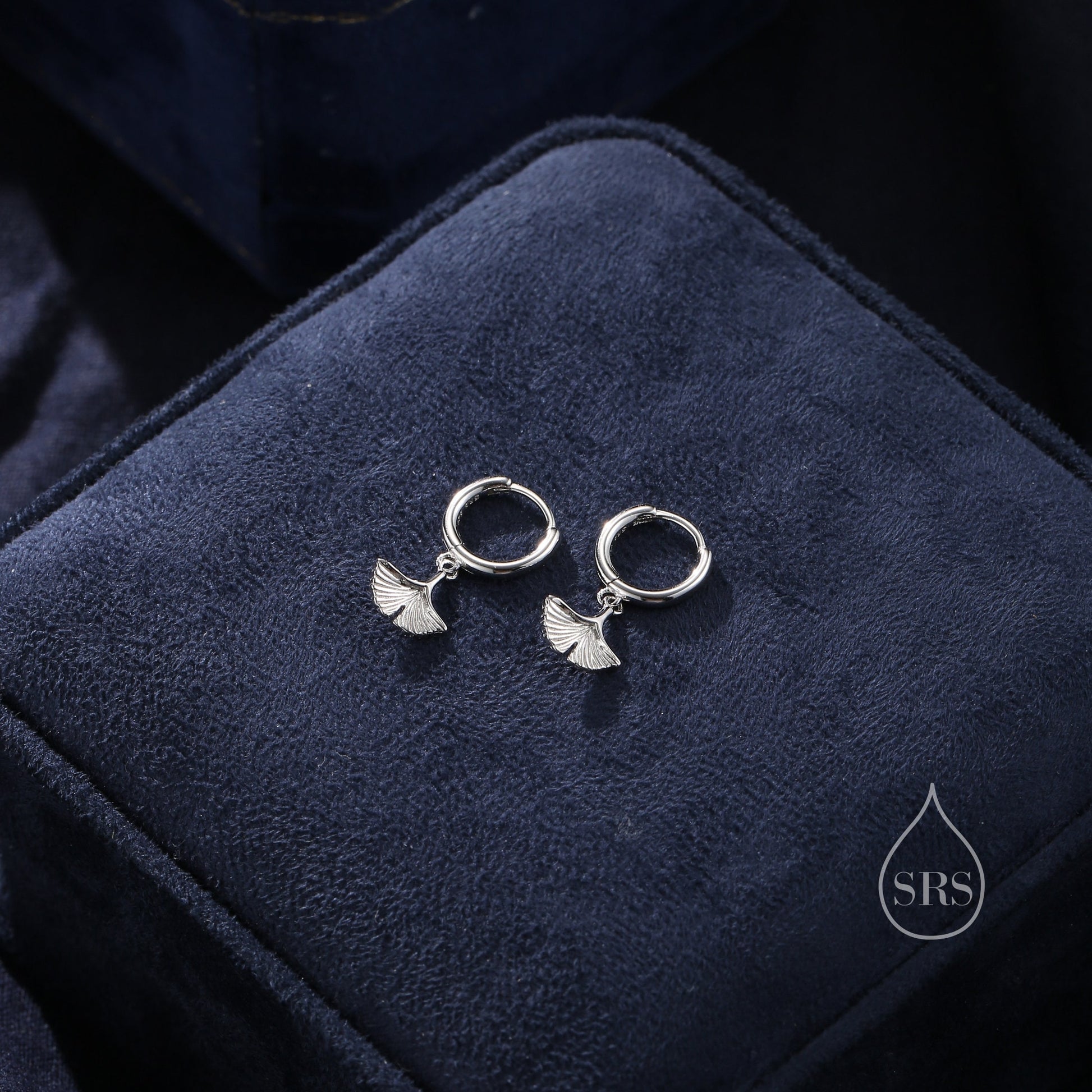 Sterling Silver Ginkgo Leaf Hoops Earrings, Silver or Gold or Rose Gold, Ginkgo Leaf Earrings, Leaf Earrings