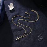 CZ Cross Pendant Necklace in Sterling Silver, Cross Necklace, Silver or Gold, Sterling Silver Cross Necklace