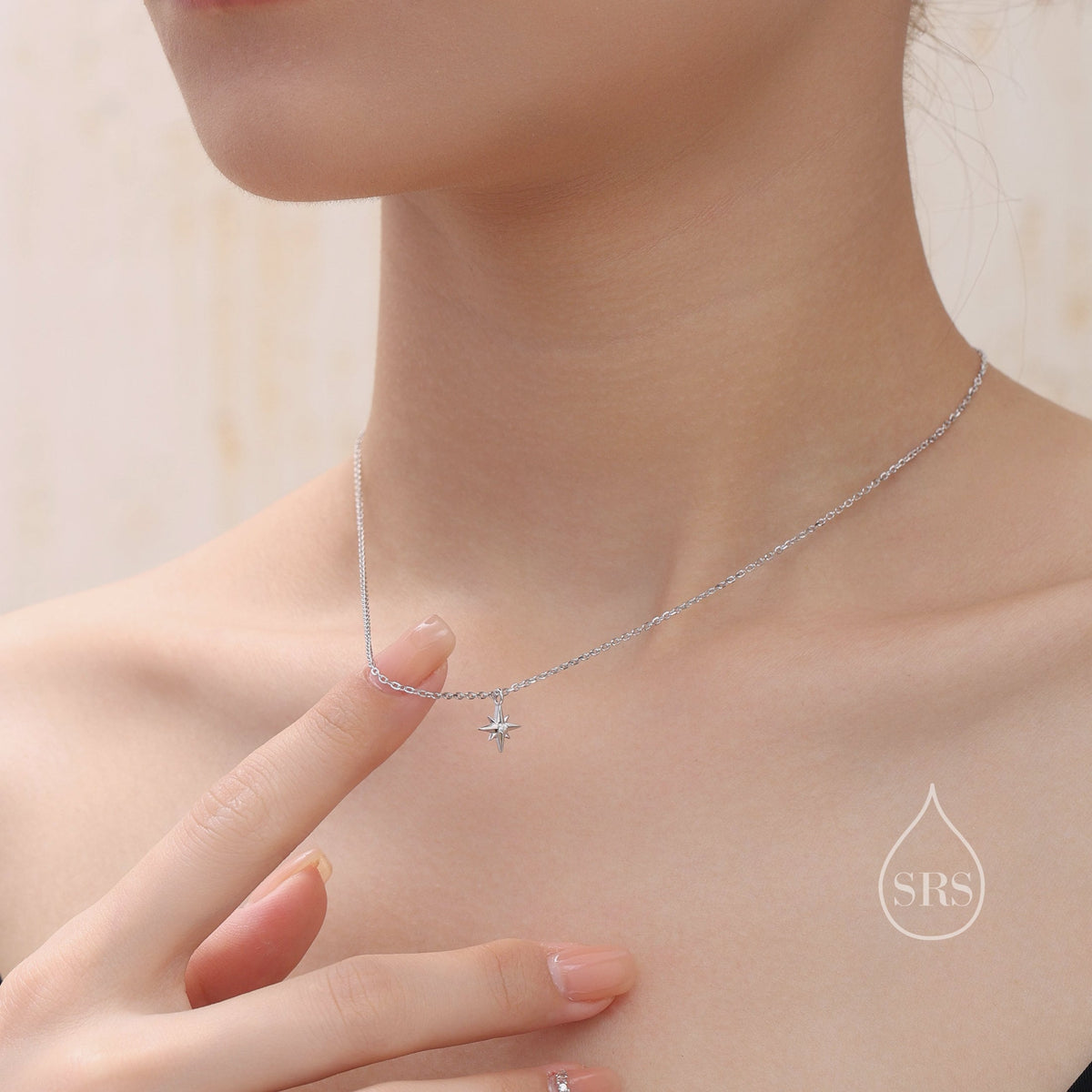 Extra Tiny North Star Pendant Necklace in Sterling Silver, Silver or Gold or Rose Gold, Starburst Necklace, Tiny Star Necklace