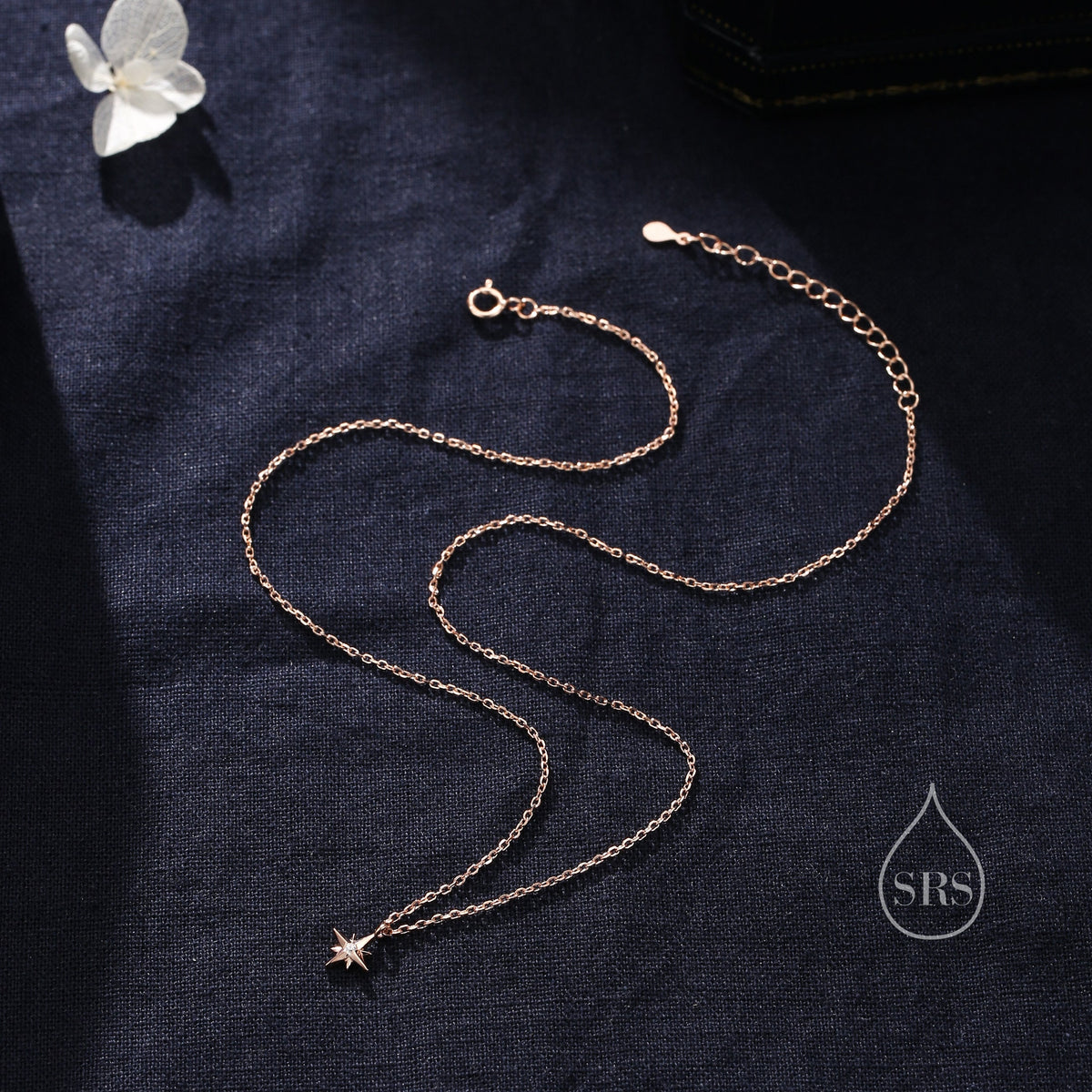 Extra Tiny North Star Pendant Necklace in Sterling Silver, Silver or Gold or Rose Gold, Starburst Necklace, Tiny Star Necklace