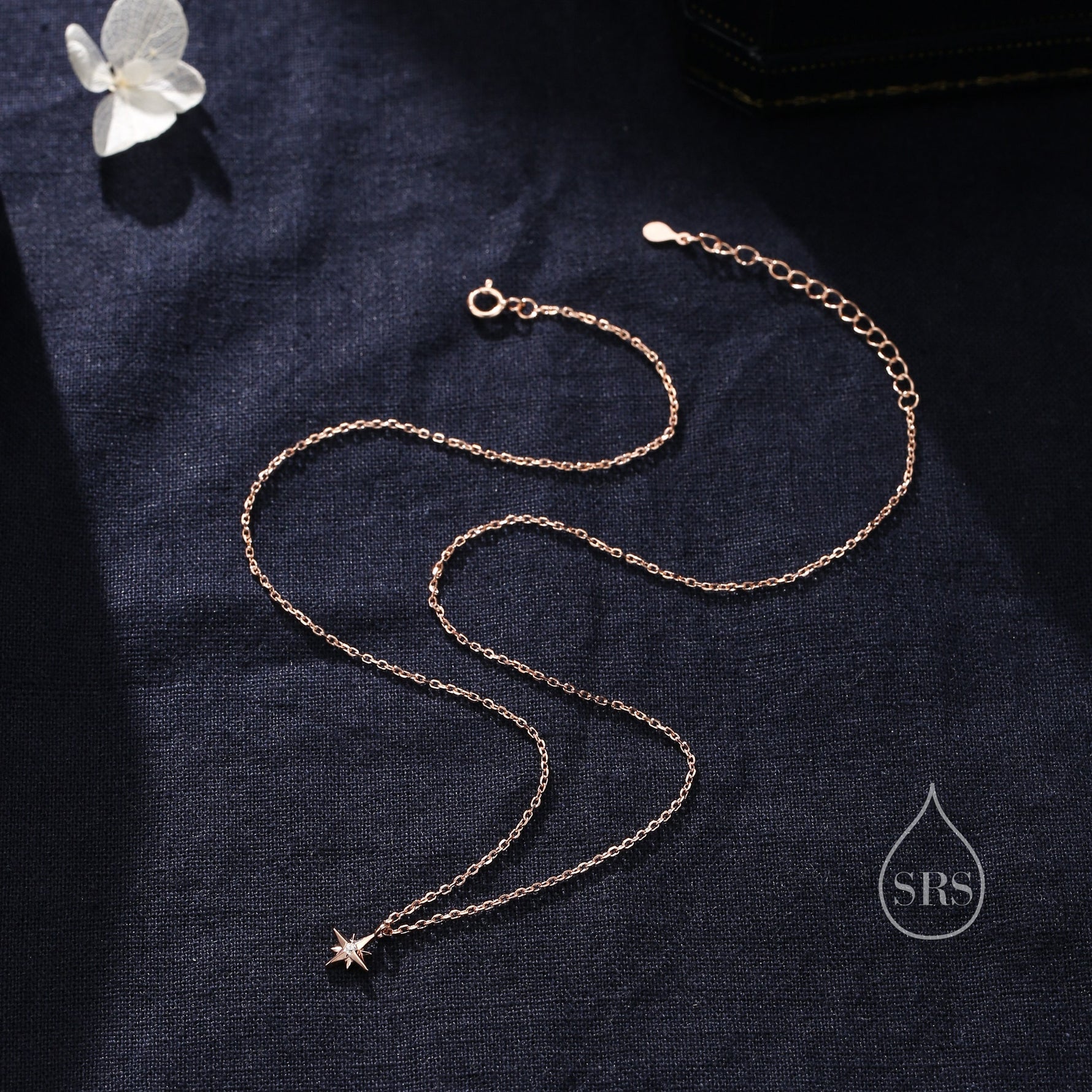 Extra Tiny North Star Pendant Necklace in Sterling Silver, Silver or Gold or Rose Gold, Starburst Necklace, Tiny Star Necklace