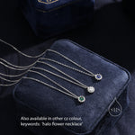 Clear CZ Halo Flower Pendant Necklace in Sterling Silver, Silver or Gold, Sterling Silver CZ Halo Flower Necklace