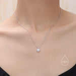 Clear CZ Halo Flower Pendant Necklace in Sterling Silver, Silver or Gold, Sterling Silver CZ Halo Flower Necklace