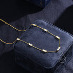 Baguette CZ Satellite Necklace in Sterling Silver, Silver or Gold, Sterling Silver Clear CZ Baguette Chain Necklace