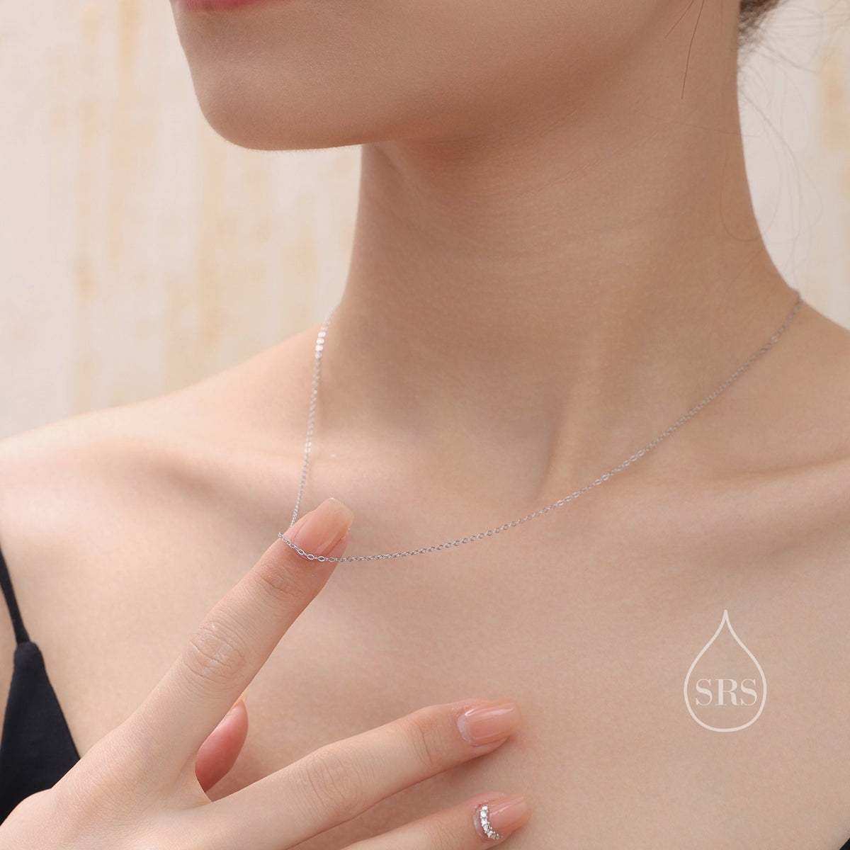 Minimalist Skinny Chain Choker Necklace in Sterling Silver, Available in Three Lengths, Silver or Gold, Skinny and Delicate Collar Necklace