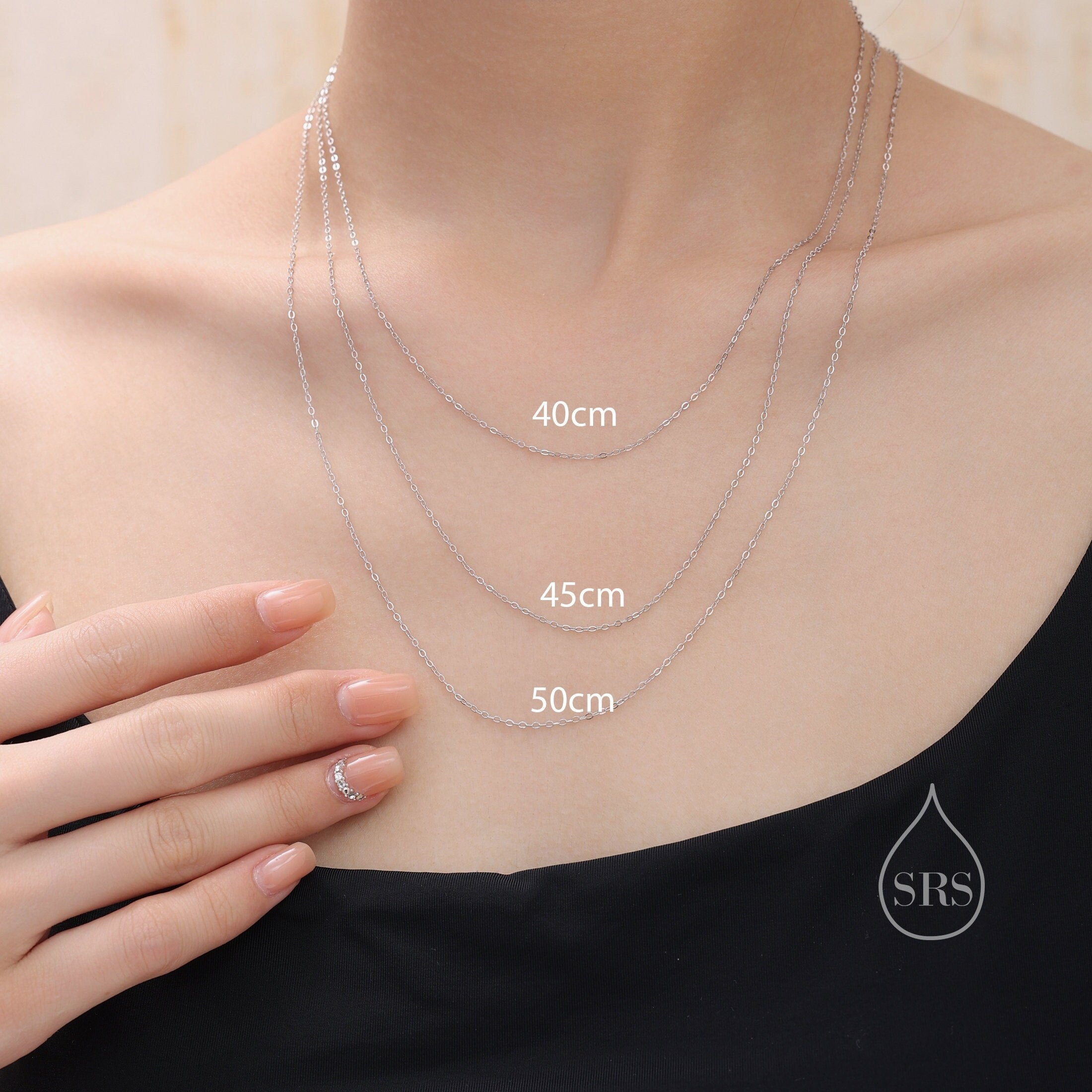 Minimalist Skinny Chain Choker Necklace in Sterling Silver Available Silver Rain Silver