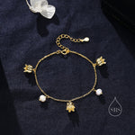 Lily of the Valley & Freshwater Pearl Charm Bracelet