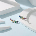 Rainbow Droplet CZ Cluster Crawler Earrings in Sterling Silver, Silver or Gold, Pear CZ Cluster Crawler, Cluster Earrings