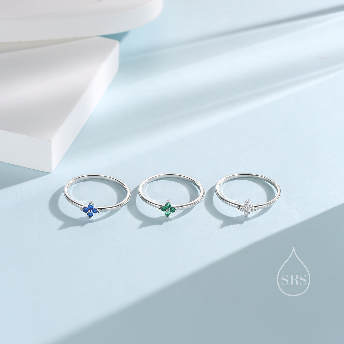 Clear CZ Hydrangea Flower Gemstone Ring