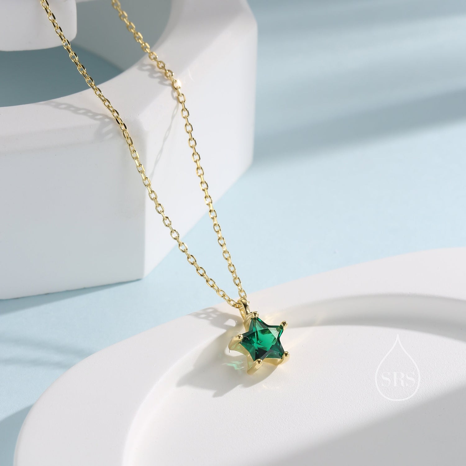 Emerald Green CZ Star Pendant Necklace