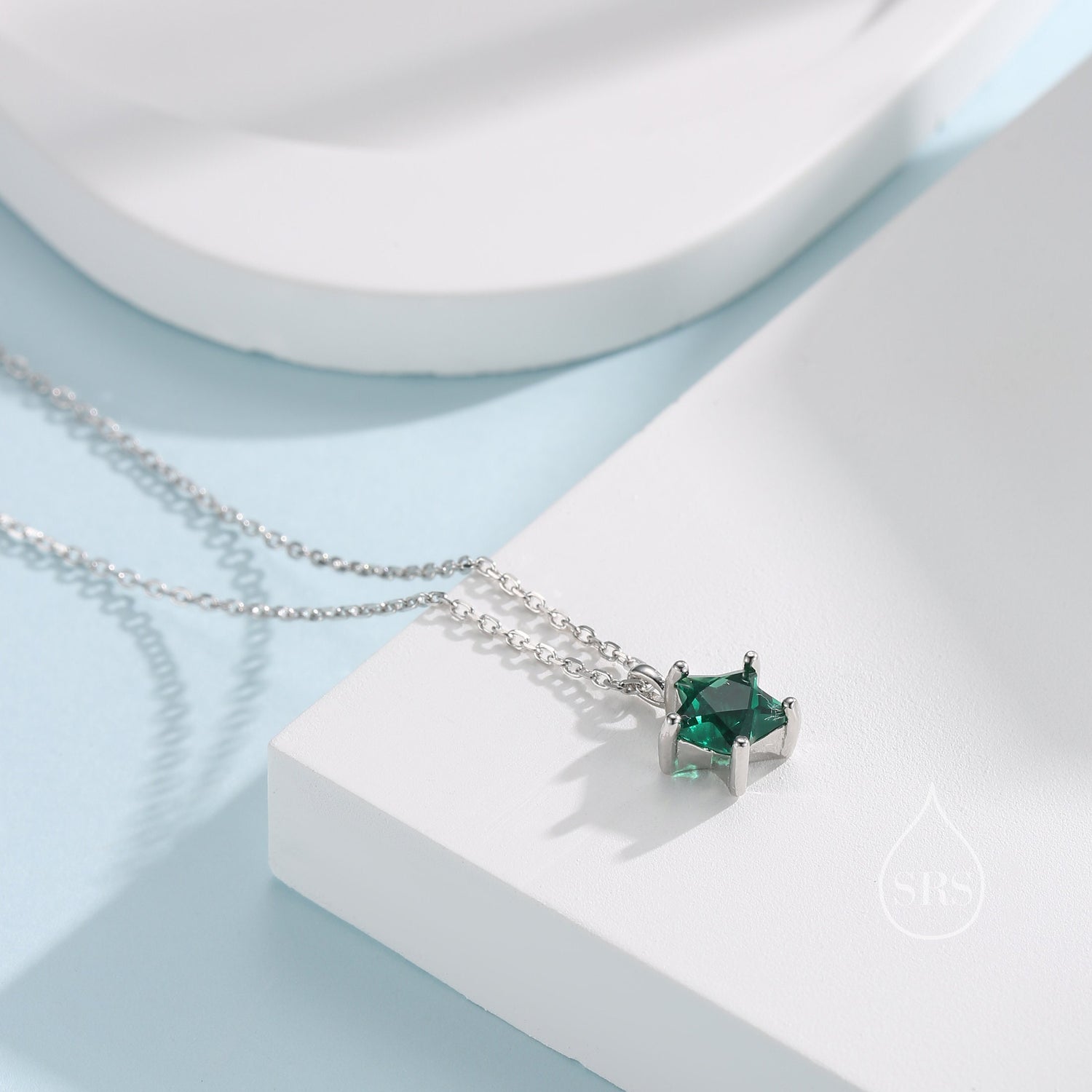 Emerald Green CZ Star Pendant Necklace