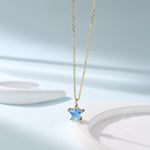 Sterling Silver Aqua Blue CZ Star Pendant Necklace, Silver or Gold, Blue Star Necklace