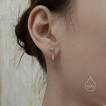 Sterling Silver Four CZ and Droplet Stud Earrings, Hydrangea CZ Earrings