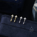 Sterling Silver Four CZ and Droplet Stud Earrings, Hydrangea CZ Earrings