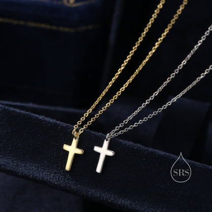 Dainty Cross Pendant Necklace in Sterling Silver, Cross Necklace, Silver or Gold, Sterling Silver Cross Necklace