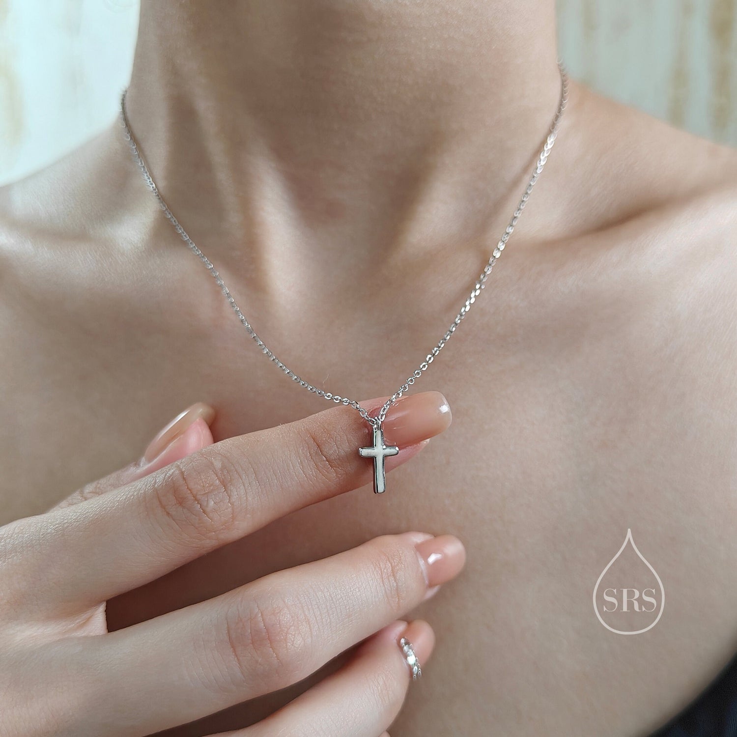 Dainty Cross Pendant Necklace in Sterling Silver, Cross Necklace, Silver or Gold, Sterling Silver Cross Necklace