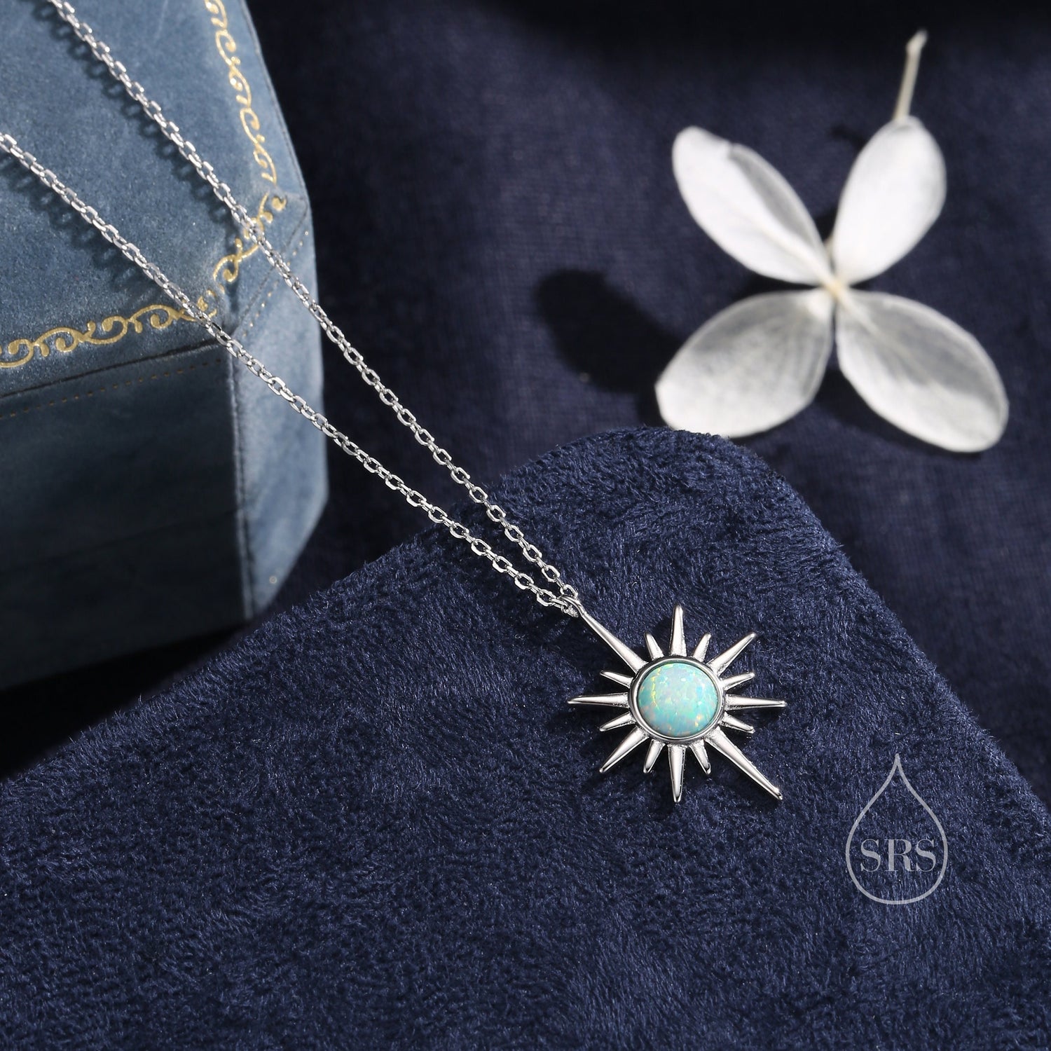 Aqua Green Opal North Star Pendant Necklace