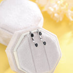 Double Pear Cut CZ Ear Jacket in Sterling Silver, Silver or Gold, Available in Blue, Black, Green, Clear CZ, Front and Back Earrings
