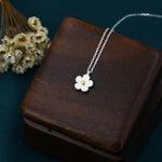 Tiny Forget Me Not Flower Pendant Necklace in Sterling Silver, Nature Inspired Flower Necklace , Botanical