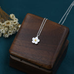 Tiny Forget Me Not Flower Pendant Necklace in Sterling Silver, Nature Inspired Flower Necklace , Botanical