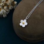 Tiny Forget Me Not Flower Pendant Necklace in Sterling Silver, Nature Inspired Flower Necklace , Botanical