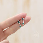 Double Trillion Cut CZ Ear Jacket in Sterling Silver, Silver or Gold, Available in Black, Green, Clear CZ, Front and Back Earrings