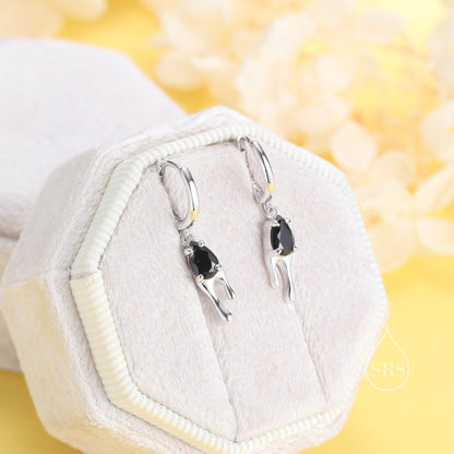 Pear Cut CZ Melting Hoop Earrings in Sterling Silver,  Silver or Gold, Dripping Hoops, Melting Hoops