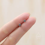 Sterling Silver Mystic Black CZ Stud Earrings, Extra Tiny 3mm Minimal Aurora Colour Changing CZ Earrings, Iridescent Black Crystal Stud