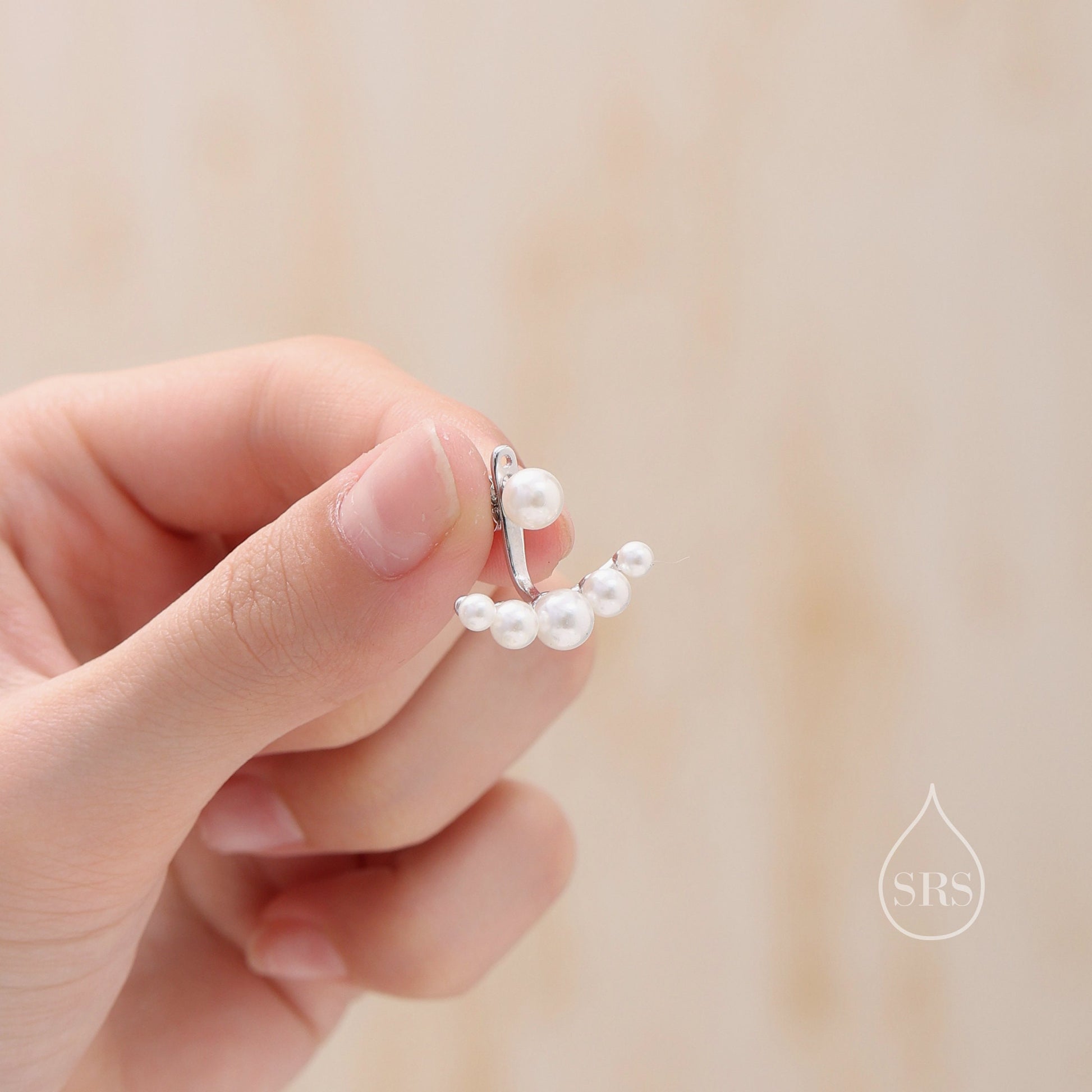 Sterling Silver Mother of Pearl Pearl Jacket Earrings in Sterling Silver, Silver or Gold or Rose Gold, Lab Created Pearl Ear Jacket