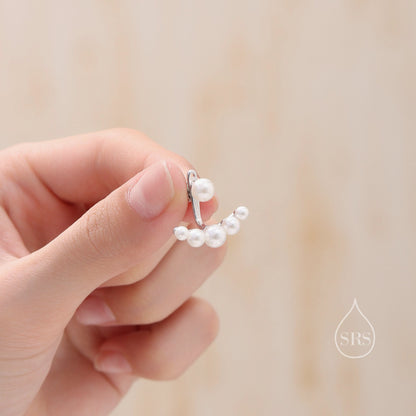 Sterling Silver Mother of Pearl Pearl Jacket Earrings in Sterling Silver, Silver or Gold or Rose Gold, Lab Created Pearl Ear Jacket