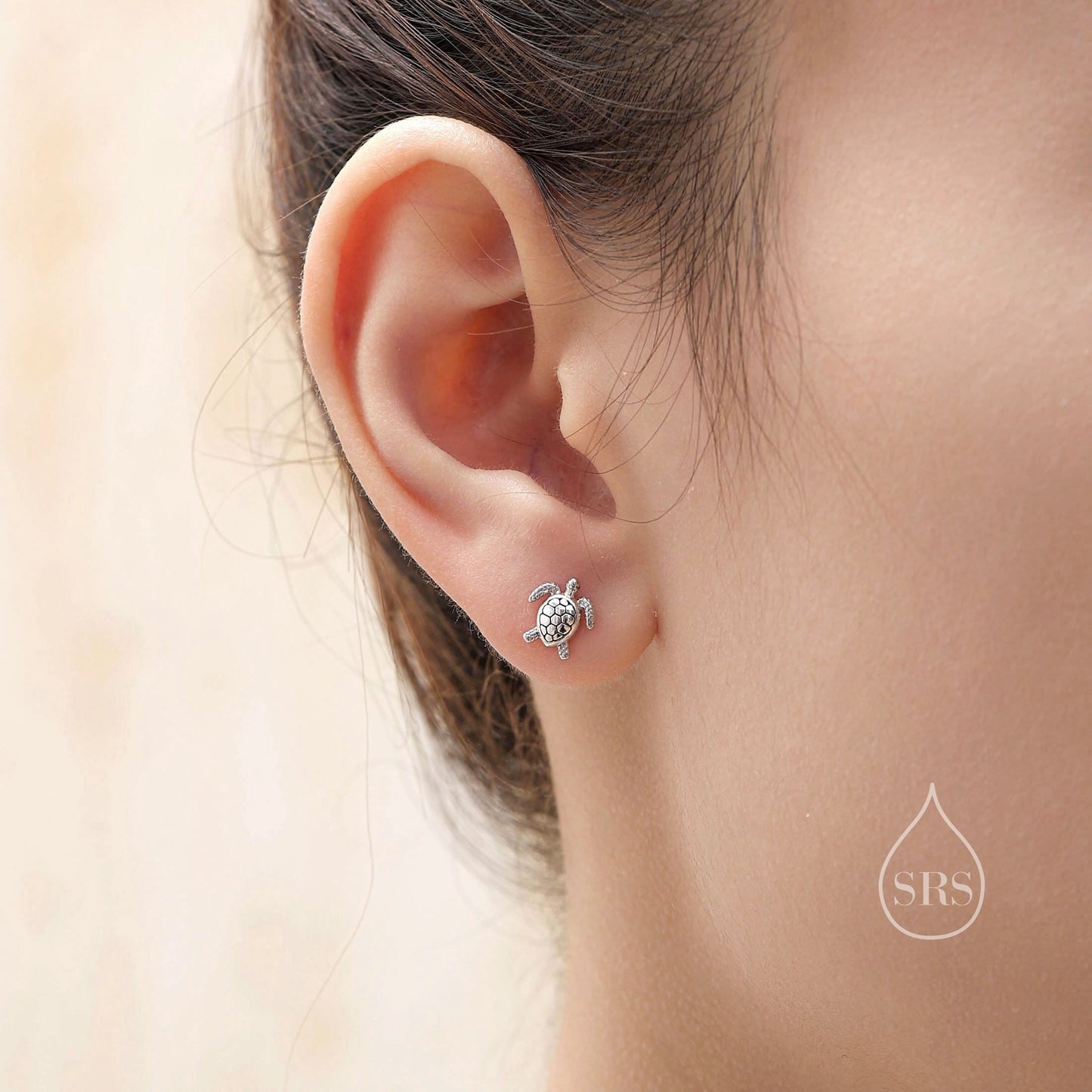 Sterling Silver Turtle Screw Back Earrings