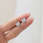 Cheshire Cat Stud Earrings in Sterling Silver, Silver or Gold or Rose Gold, Alice Fairy Tale Earrings