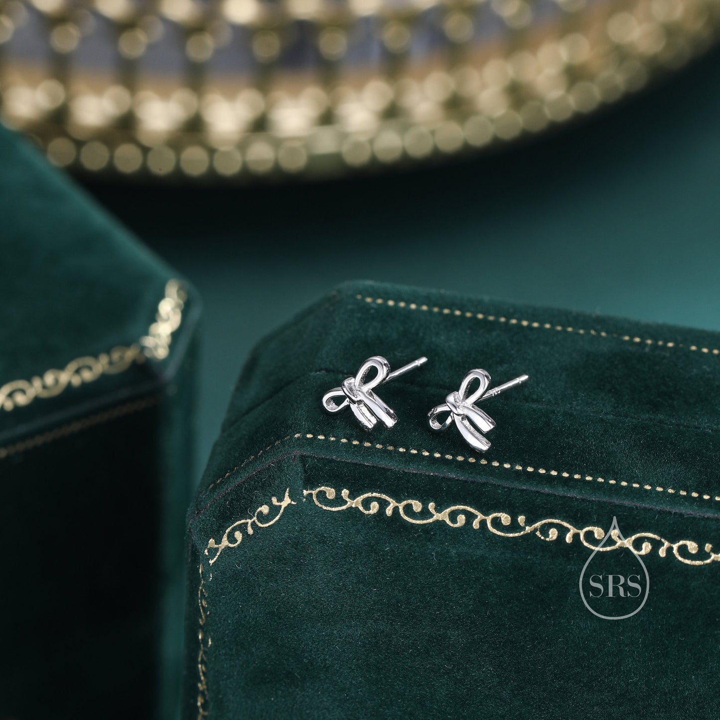 Ribbon Bow Stud Earrings in Sterling Silver, Silver or Gold, Dainty Earrings, Bridesmaid's Jewellery